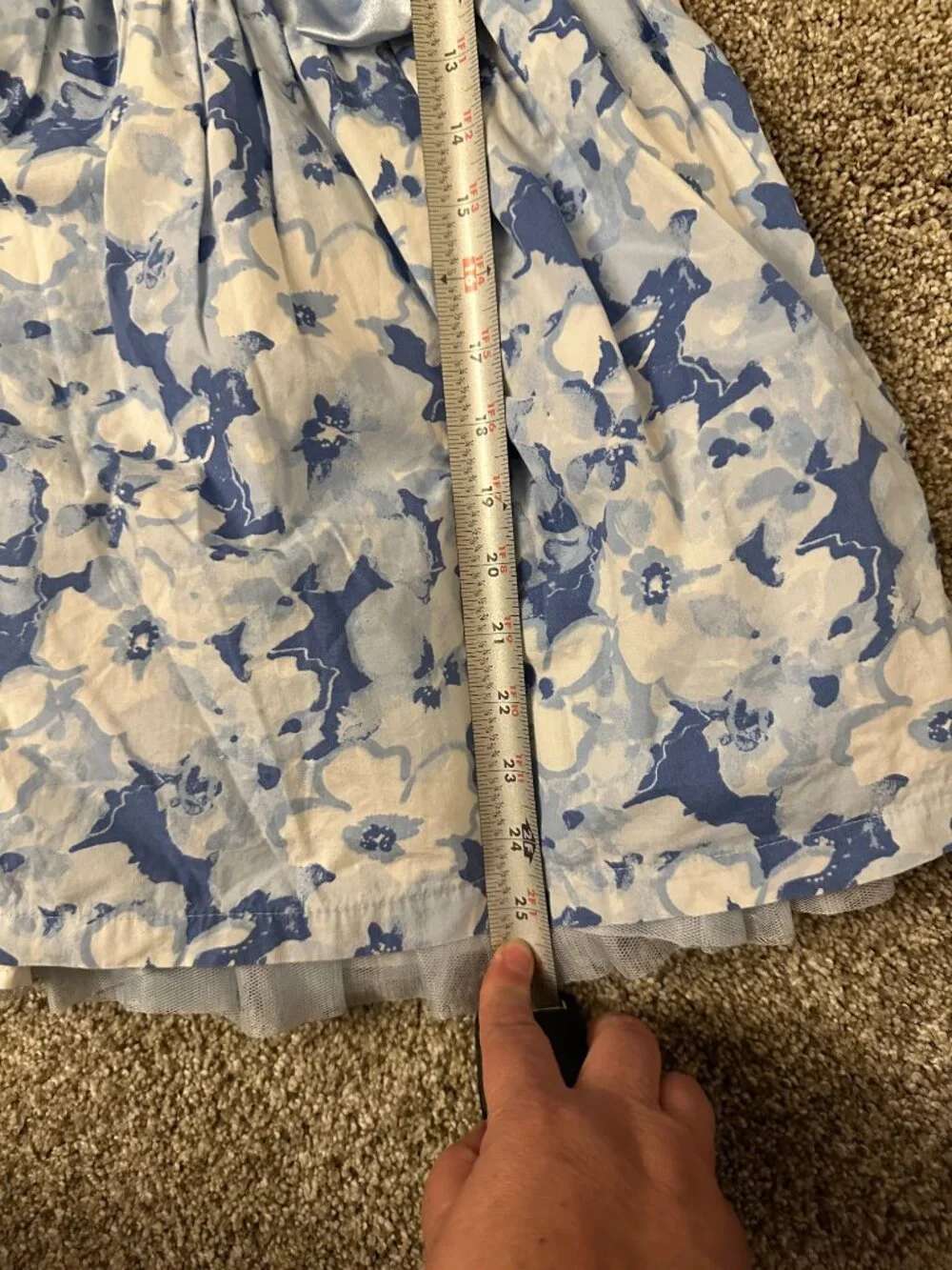 Gymboree Blue White Floral summer dress Girls 5 EUC satin bow layered skirt